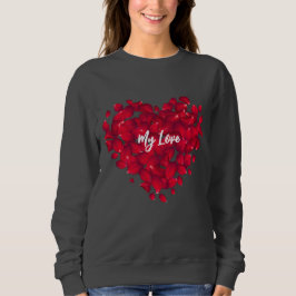 Anpassade Valentine Röd ros Heart Mörk Grått T Shirt