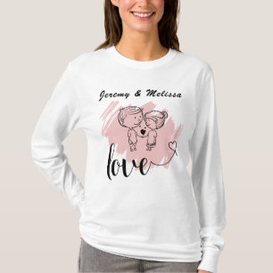 Anpassade Valentines dag T-shirt med lång sleeve
