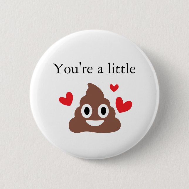 Anpassade Valentines Poo Emoji Knapp (Framsida)