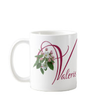 Anpassade Valerie namn monogram rosa blommigt C