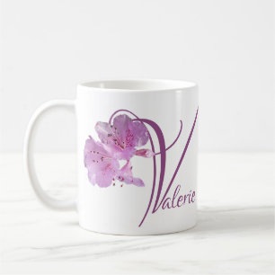 Anpassade Valerie namn rosa blommigt boho roligt Kaffemugg