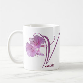Anpassade Valerie namn rosa ros blommor boho Kaffemugg