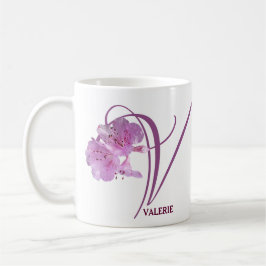 Anpassade Valerie namn rosa ros blommor boho Kaffemugg