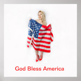 Anpassade Välsigna dig America Flagga Girl Poster