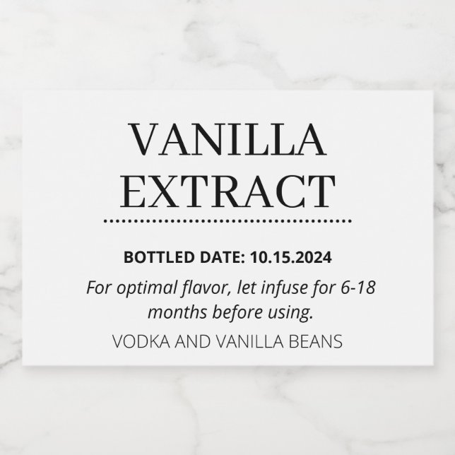 Anpassade Vanilla Extract Label AB01_01RT (Enkel etikett)