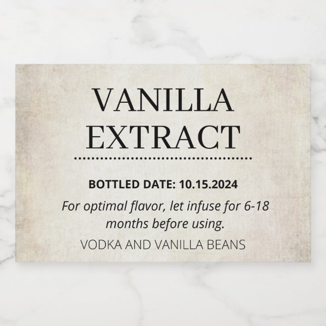Anpassade Vanilla Extract Label AB01_01RTbk (Enkel etikett)
