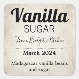 Anpassade Vanilla Sugar BL_01sq Square-etikett Fyrkantigt Klistermärke