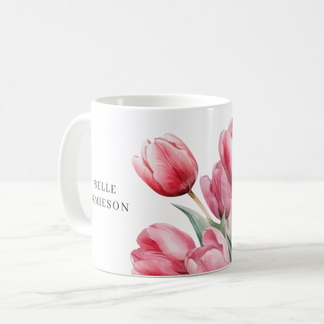 Anpassade Vår Tulip Kaffemugg (Framsida vänster)