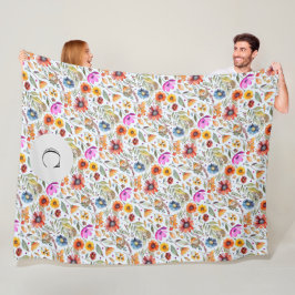 Anpassade Vår Wildblommor & Adsible Hedgehogs Fleecefilt