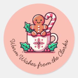 Anpassade varma önskningar Högtidlig pepparkaksbul Runt Klistermärke