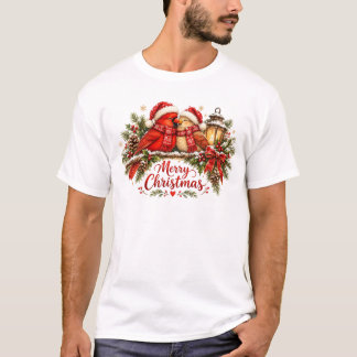 Anpassade Vattenfärg Jul Kardinaler Matchande T Shirt