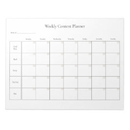 Anpassade Veckoly Social Media Innehåll Planner Anteckningsblock