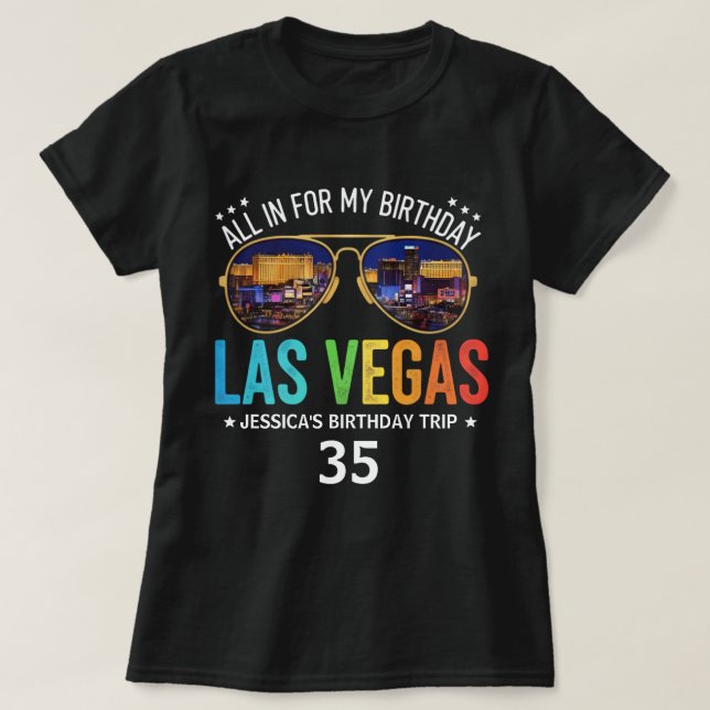 Anpassade Vegas Birthday Group Resa Shirt T Shirt (Design framsida)