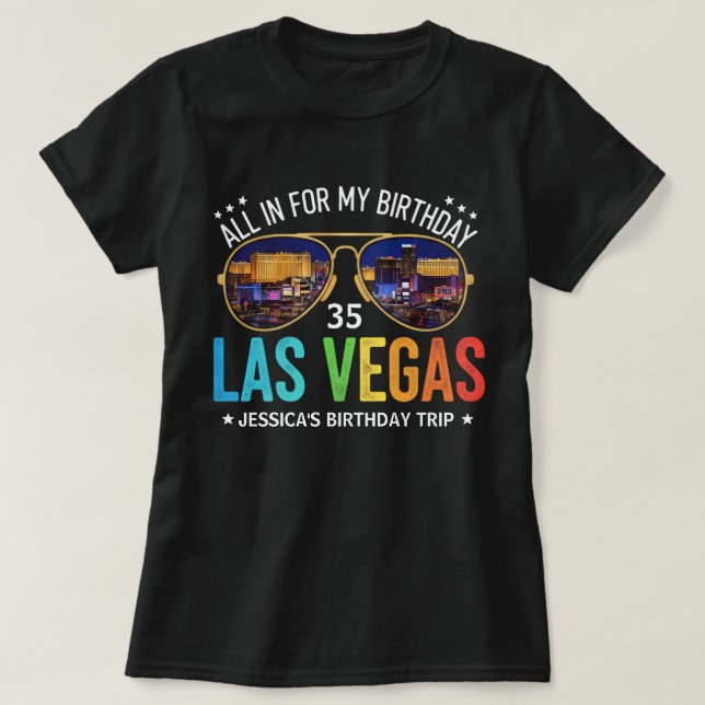 Anpassade Vegas Birthday Group Resa Shirt T Shirt (Design framsida)