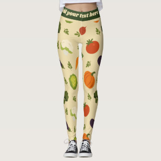 Anpassade Veggie Mönster Leggings - Whimsical