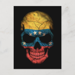 Anpassade Venezuelan Flagga Skull Vykort