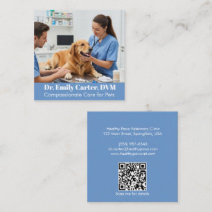 Anpassade Veterinär Affärskort - QR-kod Fyrkantigt Visitkort