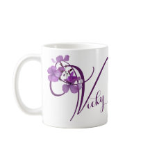 Anpassade Vicky namn söt lila blommigt girly