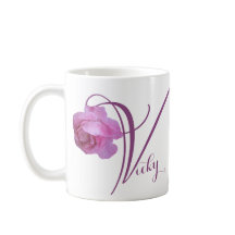 Anpassade Vicky namn söt rosa ros blommigt