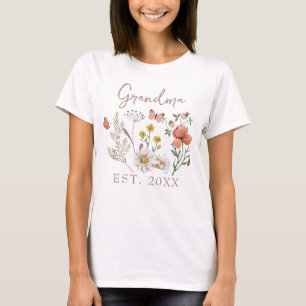 Anpassade vildblommor för mormor t shirt