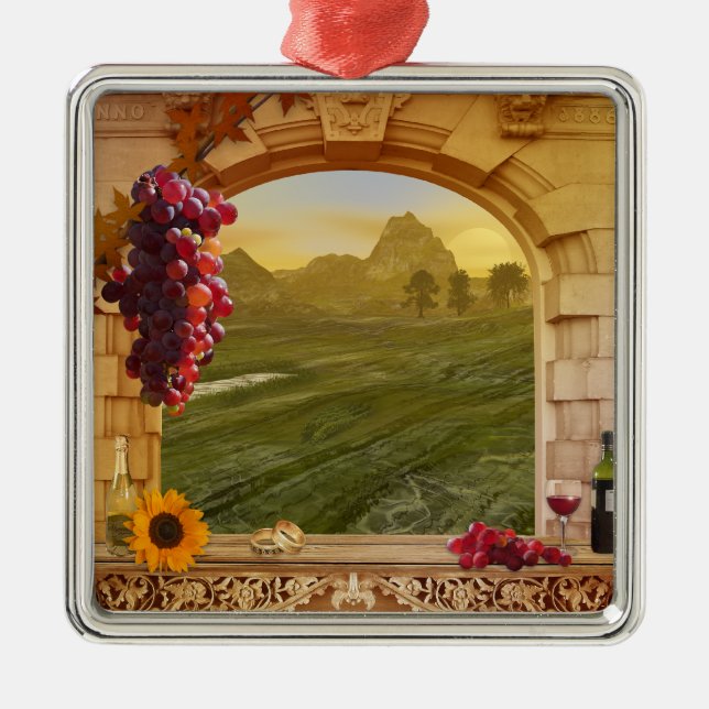 Anpassade Vineyard (Bröllop) - fotoorange Julgransprydnad Keramik (Framsidan)