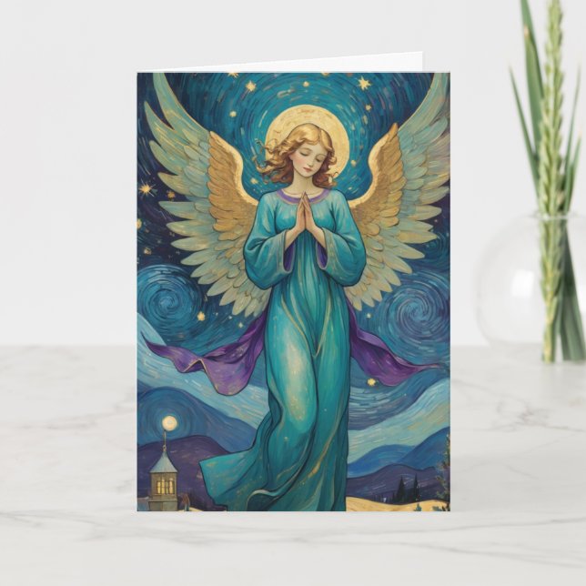 Anpassade Vintage Angel Helgdag Kort (Framsida)