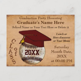 ANPASSADE Vintage BASEBALL Examen Inbjudningar
