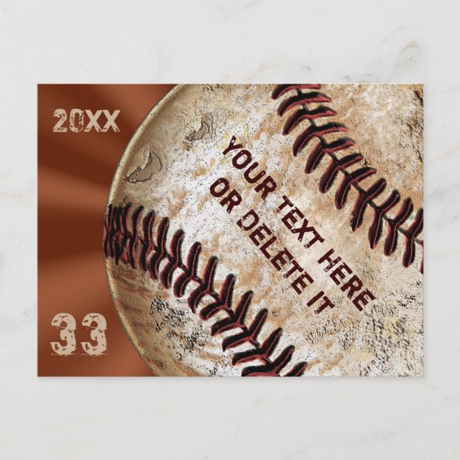 Anpassade Vintage Baseball Postkort Inbjudningar (Framsida)
