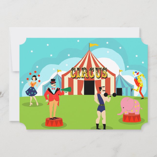 Anpassade Vintage Circus-gruppinbjudan Inbjudningar (Framsida)