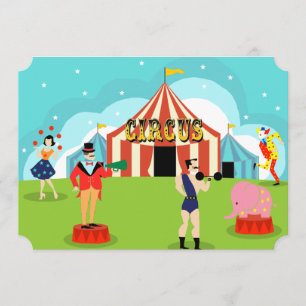 Anpassade Vintage Circus-gruppinbjudan Inbjudningar