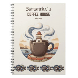 Anpassade Vintage Coastal Cafe Merch Anteckningsbok