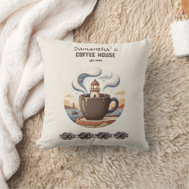 Anpassade Vintage Coastal Cafe Merchandise Kudde