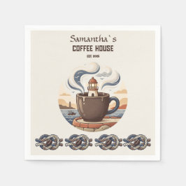 Anpassade Vintage Coastal Cafe Merchandise Pappersservett