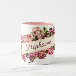 Anpassade Vintage Cute Girly Blommigt Bridesmaid Två-Tonad Mugg