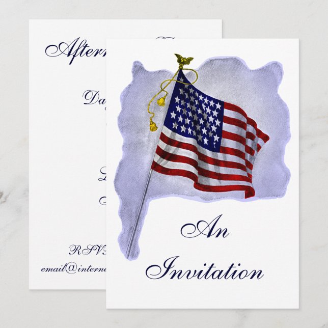 Anpassade vintage-festinvitationer med amerikansk  inbjudningar (Fram/baksida)