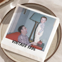 Anpassade Vintage Foto Servetter med Text - Person