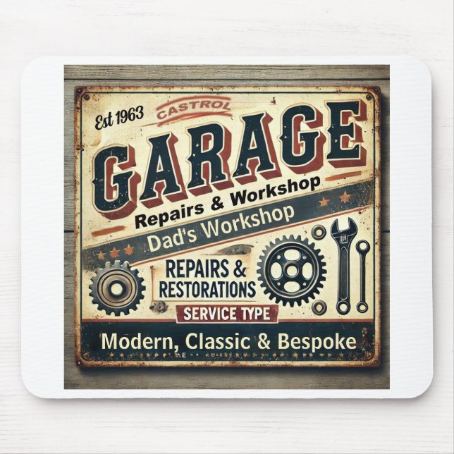 Anpassade Vintage Garage Musmatta (Framsidan)