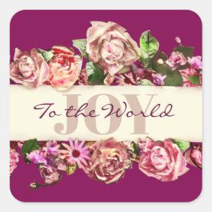 Anpassade Vintage Girly Blommigt Joy till världen Fyrkantigt Klistermärke