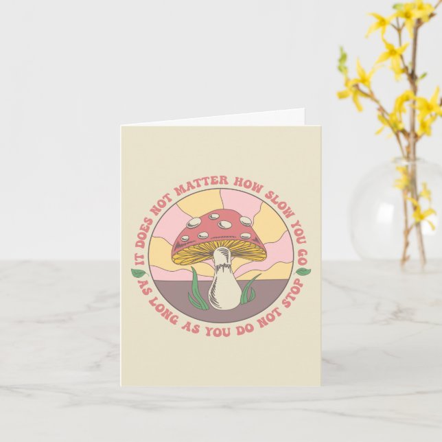 Anpassade Vintage Groovy Motivational Mushroom Kort (Gul blomma)