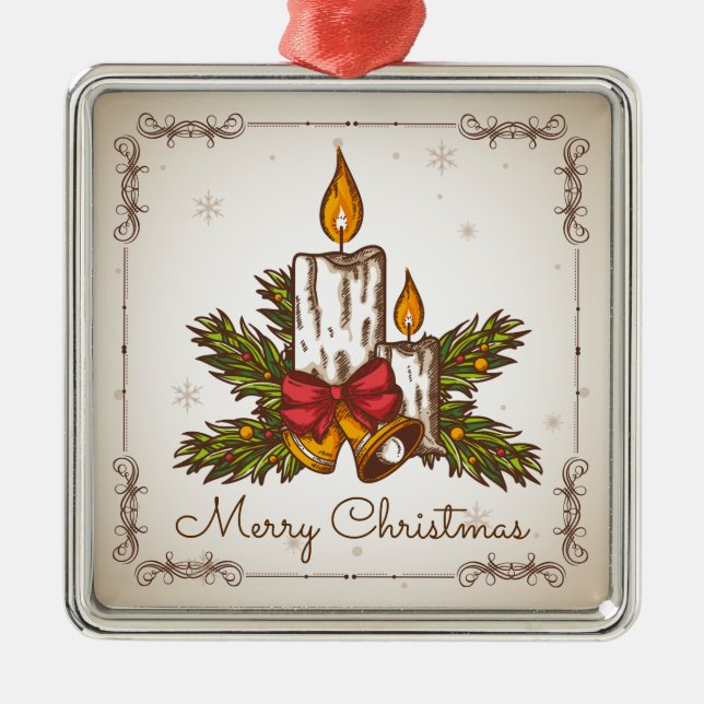 Anpassade Vintage julljus Julgransprydnad Metall (Framsidan)