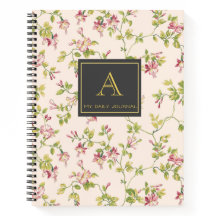 Anpassade Vintage Monogram Blommigt Journal
