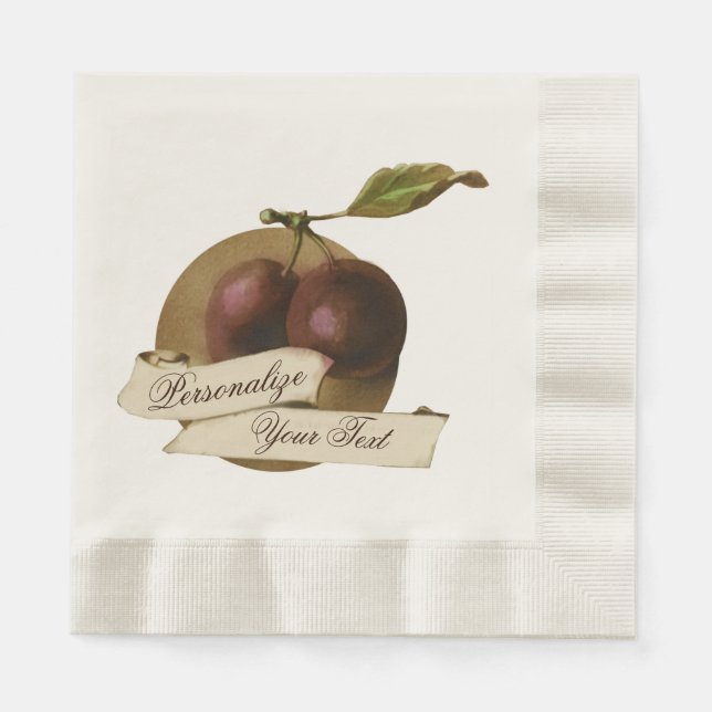Anpassade Vintage Plommon Retro Fruit Old school Pappersservett (Framsidan)