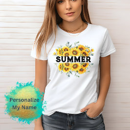 Anpassade Vintage Retro Gult Solros Namn T Shirt