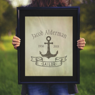 Anpassade Vintage Sailor Memorial Poster