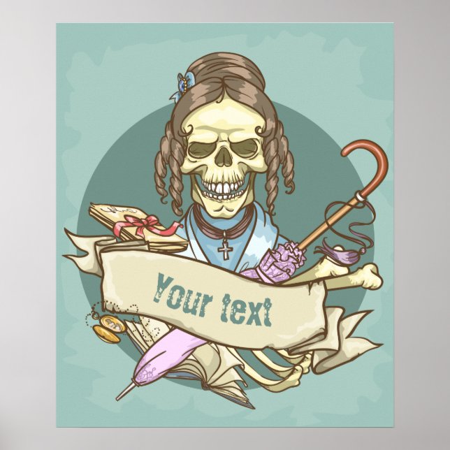 Anpassade Vintage Skull Poster (Framsidan)