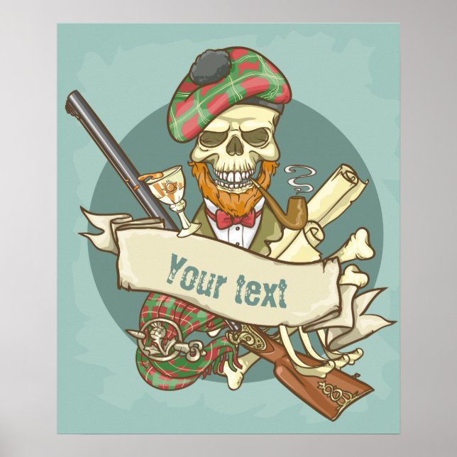 Anpassade Vintage Skull Poster (Framsidan)