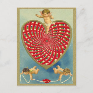 Anpassade Vintage Vävnad hjärta och Cherubs Vykort