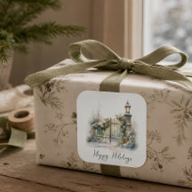 Anpassade Vintervonderland Julpresent Klistermärke