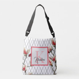 Anpassade Vit och Rosa monogrammad tote Bag Axelväska