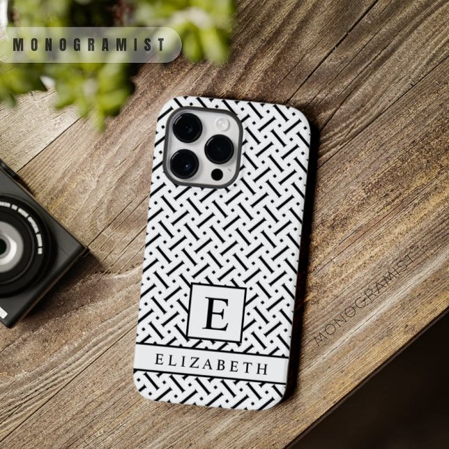 Anpassade Vit och svart geometriskt Mönster (Customizable White And Black Geometric Pattern Case-Mate iPhone Case)